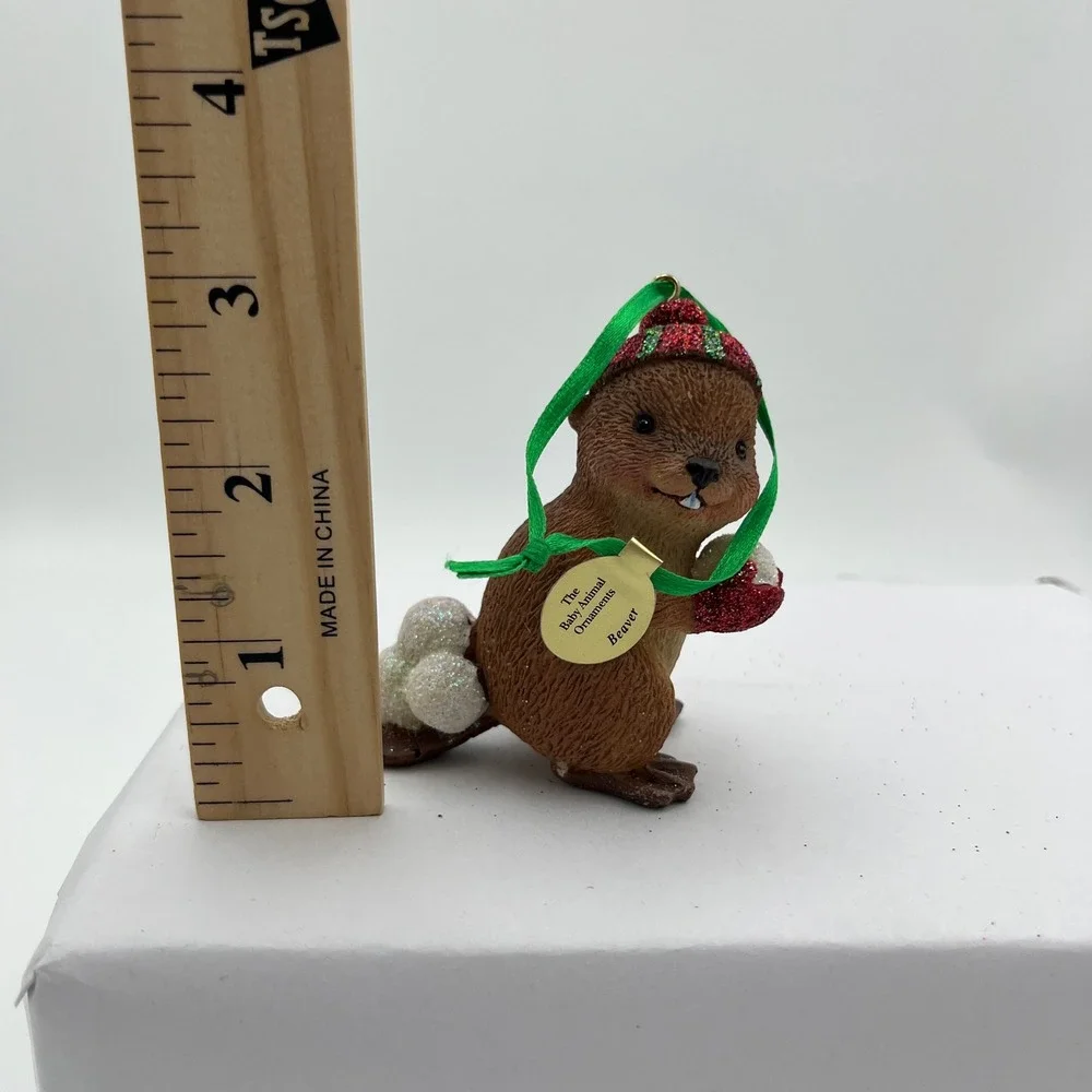 Danbury Mint Ornament Brown Beaver Glitter Snowball Christmas Holiday Decor
